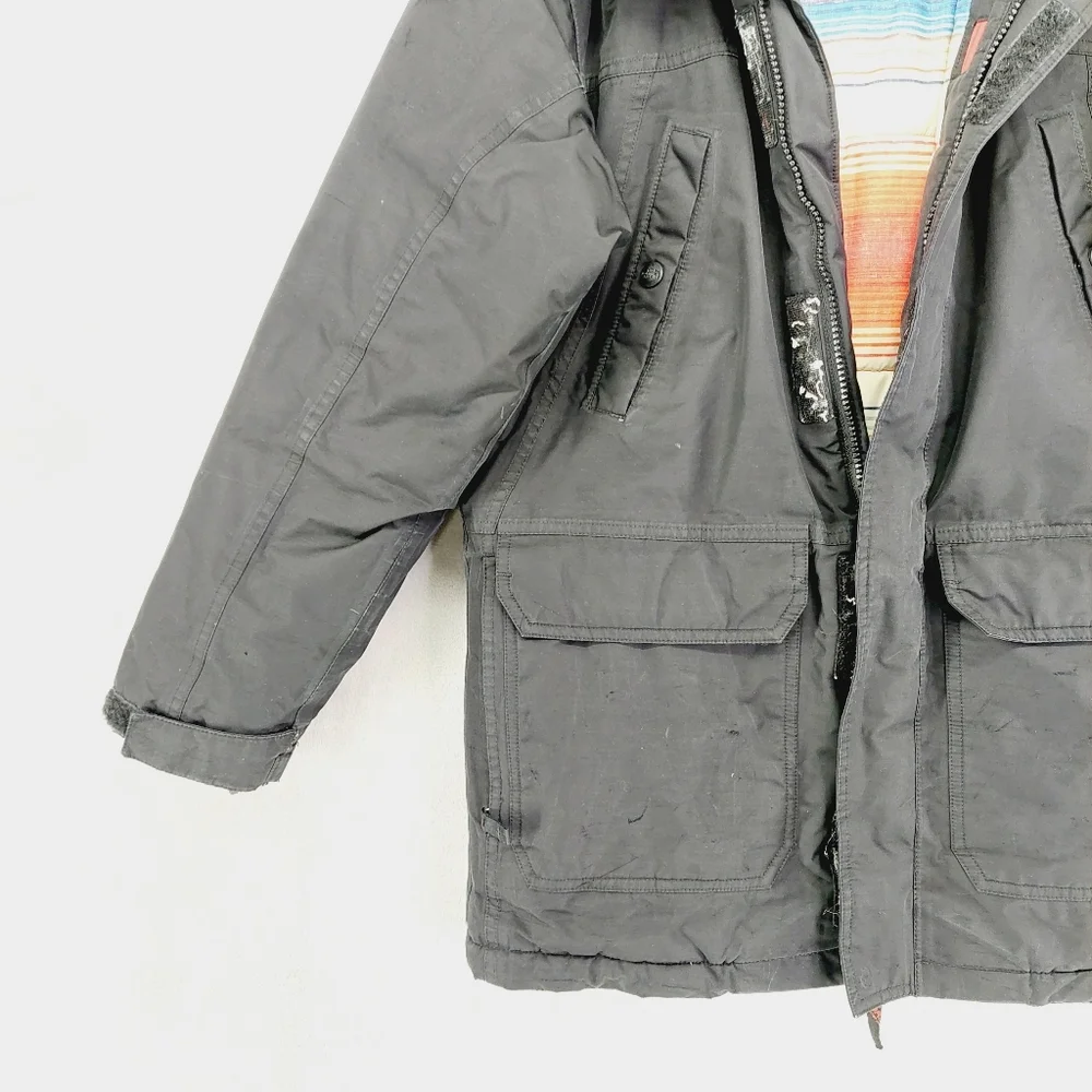 The North Face Boy Black Side Pockets Hooded Zip Up Winter Jacket Z73